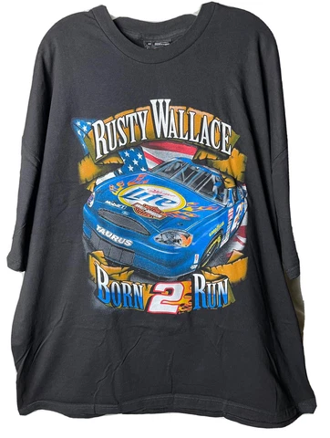 Vtg 2000 RUSTY WALLACE Chase BORN 2 RUN Harley Davidson Black T-Shirt 2XL NASCAR Cover