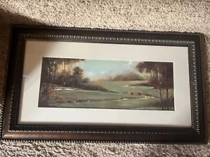 Second Hole Art Framed Matted Print by Ruane Manning 16 x 28" Beautiful Frame - Picture 1 of 15