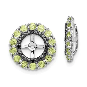 Sterling Silver Rhodium Peridot & Black Sapphire Earring Jacket - Picture 1 of 4