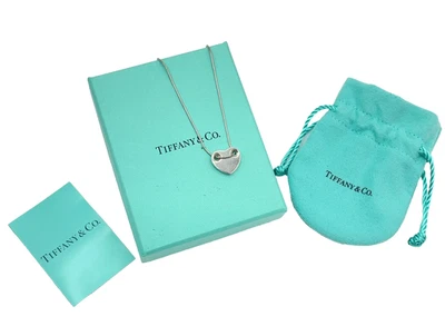 Auténtico collar de placa de corazón Tiffany & Co. SV925 6,6 g con caja BA100836 Foto 1 de 4
