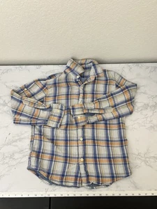Gap Youth Boys Size L (10) Long Sleeve Plaid Button Down Blue Shirt Blue L - Picture 1 of 3