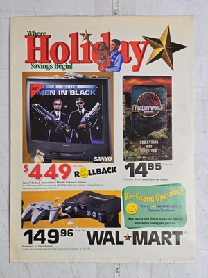 Vintage 1997 WALMART Holiday Catalog N64 PlayStation VHS Men In Black Sale Ad - Image 1 of 4