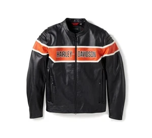 MEN'S GENUINE COWHIDE LEATHER MOTORCYCLE BIKER TOP LEATHER JACKET HARLEYDAVIDSON - Picture 1 of 4