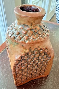 Jarrón MCM Texturizado Tachonado Marrón Rojo Arcilla Maceta 5-3/4" H - Imagen 1 de 7