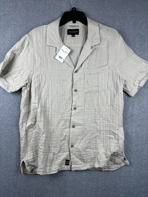 Camisa Lucky Brand Para Hombre Mediana Manga Corta Abotonada Ligera Cuello de Campamento Nueva Foto 1 de 4