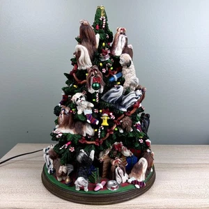 Danbury Mint Shih Tzu Christmas Tree Lighted Dog Figurine Holiday FLAWS - Picture 1 of 13