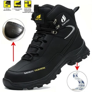 Men's Work Boots Indestructible Safety Shoes Steel Toe Slip Oil Resistant Boots - Bild 1 von 19