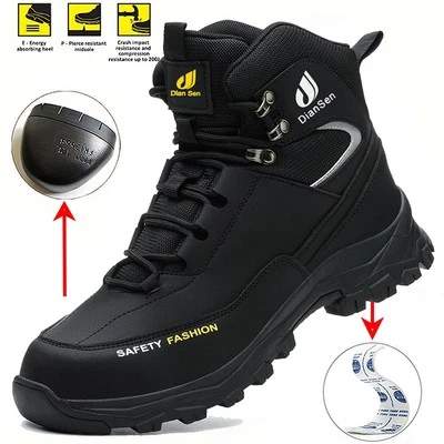 Botas de trabajo para hombre zapatos de seguridad indestructibles punta de acero botas antideslizantes resistentes al aceite Foto 1 de 4