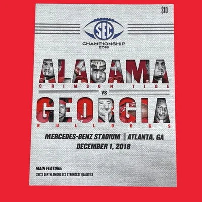 2018 SEC Championship Program Alabama Crimson Tide Georgia Bulldogs Jalen Hurts - Image 1 of 4