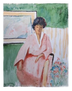 Original Mid Century Aquarell "Kimono" 18 x 22" Wanddeko - Bild 1 von 2