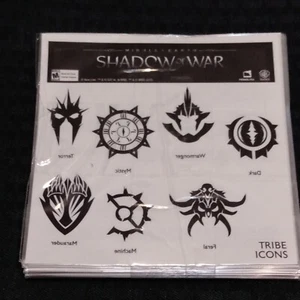 Lote de 10 páginas Shadow of War Tatuajes Temporales Promoción Tribu Iconos Tierra Media - Imagen 1 de 10