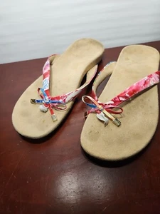 Vionic Rest Bella II Size 10 N Sandals White Floral Bow Flip Flops Thongs - Picture 1 of 3