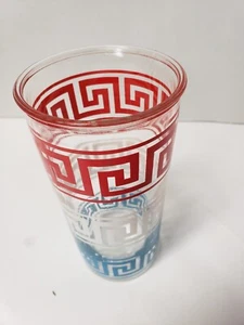 Vintage rot weiß und blau quadratisch Welle Becher Glaswaren - Bild 1 von 4