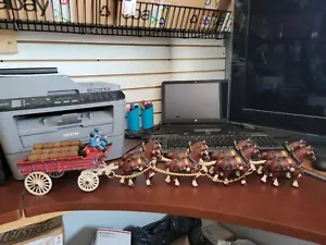 Budweiser Beer Clydesdale Horses - Metal W/ Kegs of Beer See Photos - Picture 1 of 12
