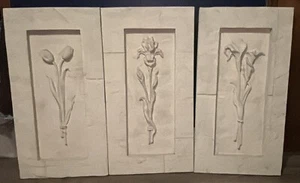 Hermosas esculturas de pared florales vintage de 3 piezas de la colección Casey c. 1990 - Imagen 1 de 14