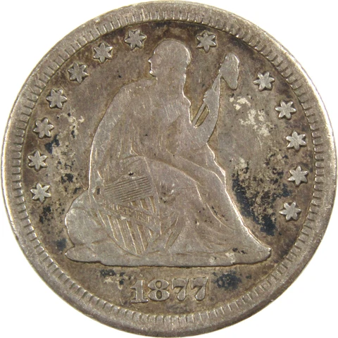 1877 CC Seated Liberty Quarter VF Very Fine 90% Silver 25c Coin SKU:I8104 Cover