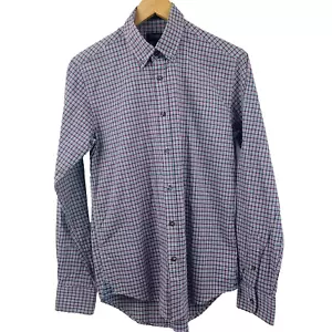 Camisa Oxford Manga Larga Hombre Talla Pequeña Roja Negra Cuadros Calce Ajustado Vestido Informal - Imagen 1 de 8