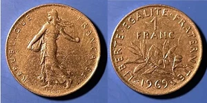 France 1969 1 Franc O. Roty KM-925.1 Nickel XF+ #87 - US Seller - Picture 1 of 2