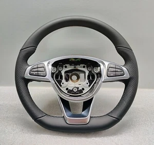 MERCEDES C218 CLS W222 AMG STEERING WHEEL LEATHER FLAT W117 W176 A GLA - Picture 1 of 4