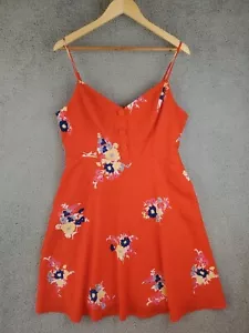 ModCloth Womens Living Lightheartedly Red Floral Dress Size 14 Sundress Pockets - Picture 1 of 12