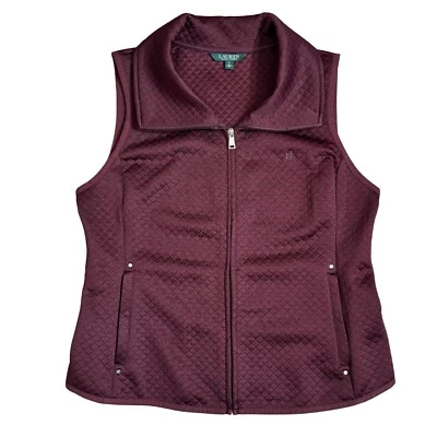 Lauren Ralph Lauren Ligero Púrpura Oscuro Acolchado Chaleco Cremallera Completa XL Senderismo Campamento Foto 1 de 4