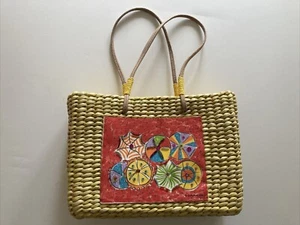 SUN & SAND Sun N' Sand Tote Woven Bag Purse Wicker Beach Umbrella Vacation  - Picture 1 of 8