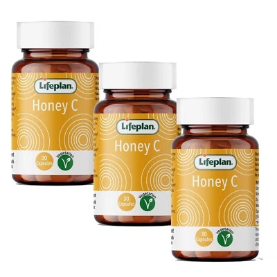 Lifeplan Honey C for Immunity 3 x 30 Caps - Manuka Honey 15+ plus Vit.C & Zinc