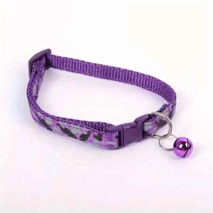 Pet Collar Cat Dog Adjustable 1 Pc Purple Camouflage Printed w/Bell 7.87-12.99in - Picture 1 of 2