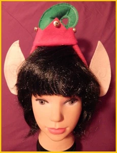 Li'l ELF Christmas HEADBAND with EARS and BELLS Santa's Helper School Home Party - Picture 1 of 2