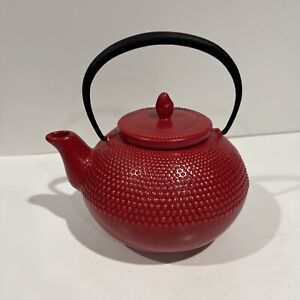 NEW Red Ceramic Teapot w/ Loose Leaf Tea Infuser w/ Lid & Handle