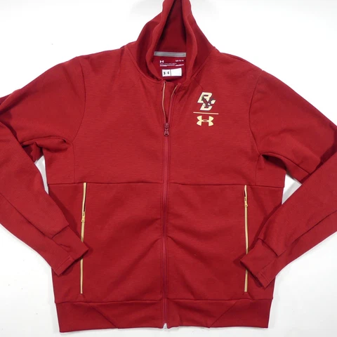 Boston College Eagles Jacket Men's Large Full Zip Mock Neck Red Under Armour Cover
