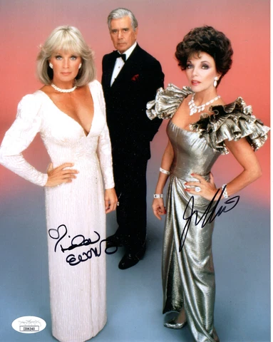 JOAN COLLINS+LINDA EVANS authentic hand signed 8x10 photo      DYNASTY       JSA Cover
