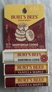 Lot Of 3 New Burt's Bees (2) Vanilla Maple, Shortbread Lip Balm Limited Edition - Picture 1 of 4
