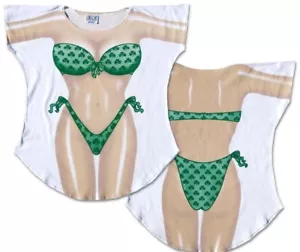 Shamrock Bikini Cover-Up Ladies T-Shirt Size L/XL - Picture 1 of 2