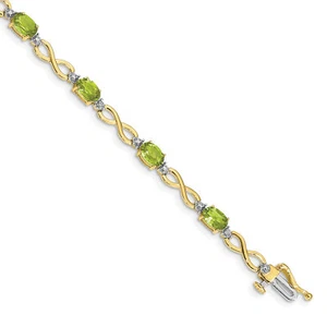Lex & Lu 10k Yellow Gold Peridot & Diamond Bracelet - Picture 1 of 3