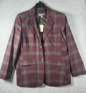 Eddie Bauer Blazer Womens Size 20 Wool Plaid 2 Button Casual Formal NWT - Picture 1 of 13
