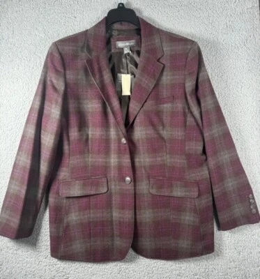 Blazer Eddie Bauer Mujer Talla 20 Lana Cuadros 2 Botones Informal Formal Nuevo con Etiquetas Foto 1 de 4