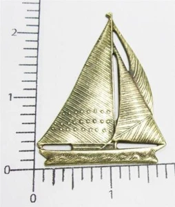 46713 Ottone Ossidato Grande Barca a Vela Vittoriana Trovamento Gioielli - Foto 1 di 1
