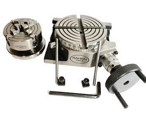 New Rotary Table HV 4" With 70 mm 4 Jaw  Independ Chuck Lathe + Back plate - Picture 1 of 15