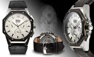 NEW Wohler 1295M Christoph Series Multi-Function Leather Date Black Chrono Watch - Picture 1 of 1