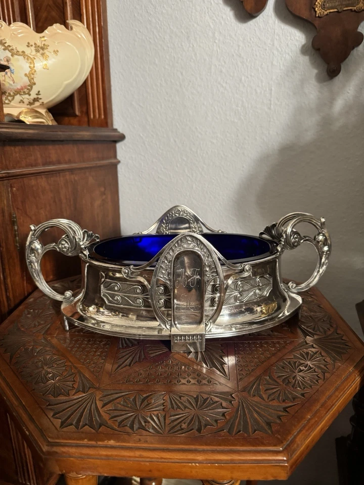 Große Jardiniere mit dickem Glaseinsatz um 1900 - Bild 1 von 4