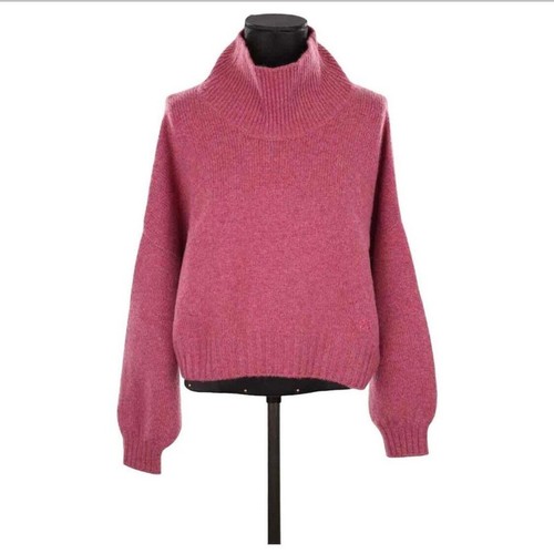 Maglione CÉLINE Celine donna grande rosa lana cashmere collo alto relaxed crop