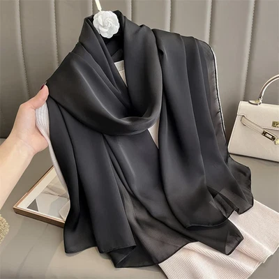LUXURY BRAND SCARF Silky Long Scarf Wrap High Quality Satin Best Gift for Women - Image 1 of 4
