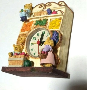 Table clock bear fruit shop design resin size 12x9x5cm Quartz type with box New - Picture 1 of 7