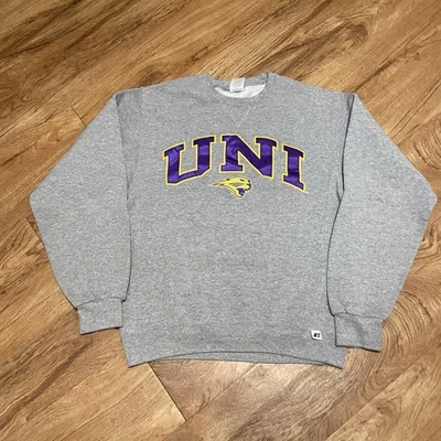 University Northern Iowa Sweatshirt Gray Men Small UNI Sweater Russell Athletic - Image 1 of 4