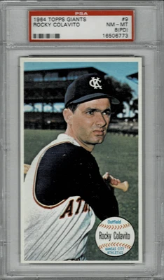 1964 Topps Giants Rocky Colavito #9 - Kansas City Athletics - PSA 8 (PD) - Image 1 of 2