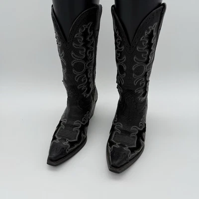 Ariat Dandy Black Leather cowboy Boots, White Stitching Size 7B, Style 10010263 - Image 1 of 4