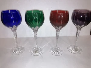 4 copas de vino Castilla Albinka Crystal Hock esmeralda, cobalto, amatista, rubí NUEVO - Imagen 1 de 6