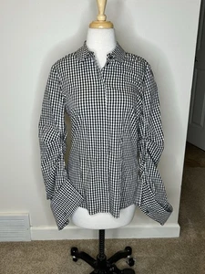 Dorothee Schumacher Black and White Gingham Shirt Top Size 3 M Cufflink - Picture 1 of 13