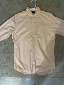 Tommy Hilfiger Shirt S Graduate End on End Peach Button Up Long Sleeve - Picture 1 of 13